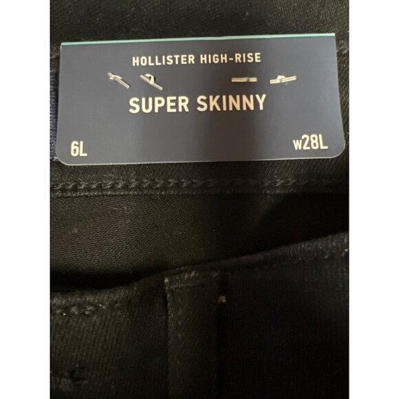NEW! Hollister Super Skinny High Rise Black Distressed Jeans Women's Size 6 Long - Picture 9 of 11